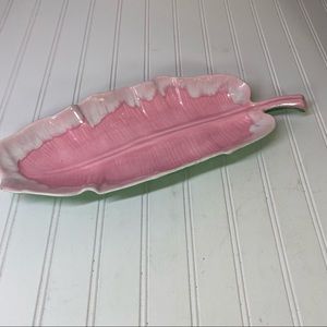 Pink & Green ceramic  long leaf dish